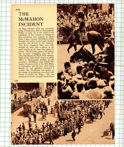 George McMahon King Edward VIII Hyde Park London  - 1938 Clipping / Print