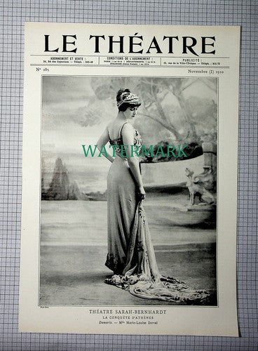 X1740) Mlle MARIE-LOUISE DERVAL Actress - c.1910 Antique Print/ Cutting