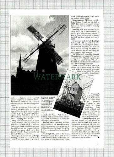 (6903) Essex Windmills Stock Thaxted   - 1994 Article