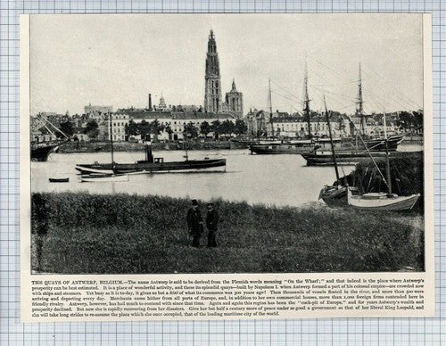 (5859) The Quays of Antwerp Belgiuim   - c.1900 Clip