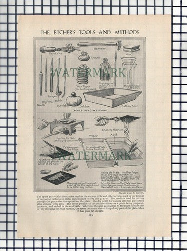 (114)  The Etcher's Tools & Methods Etching Etcher   - c.1950s Cutting