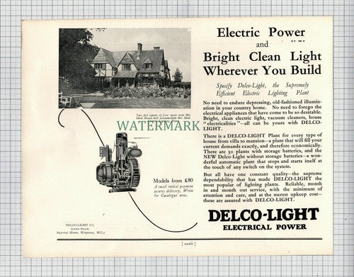 Delco-Light Delco Advert Frank Winter High Wycombe Architect - 1927 Cutting