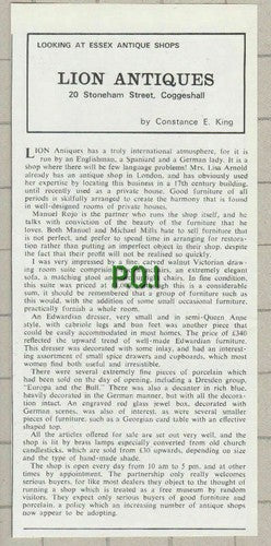 (C57) Lion Antiques Coggeshall Essex Lisa Arnold Manuel Rojo Michael Mills 1973