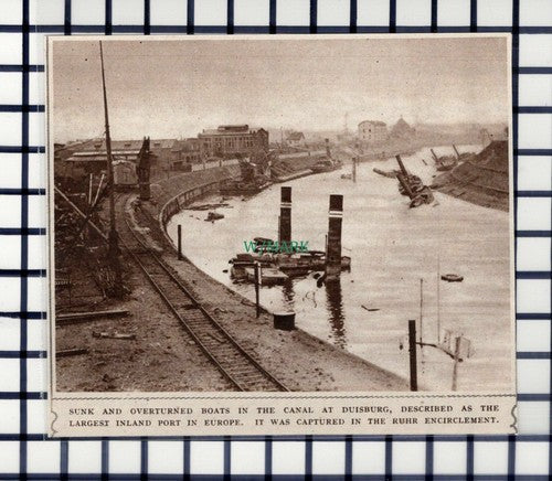 C6250) Duisburg Canal World War 2 - 1945 Cutting