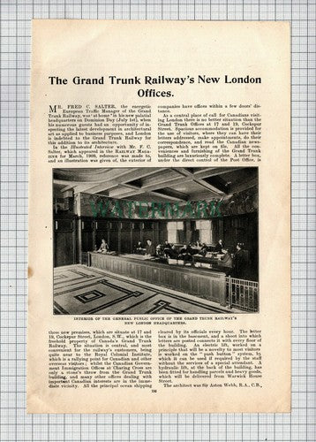 C6665) The Grand Trunk Railway Mr Fred Salter - 1909 Article