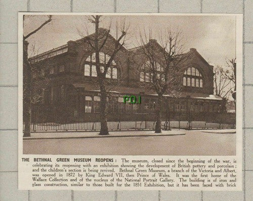 Bethnal Green Museum Reopens After War  -  1950 Small Cutting