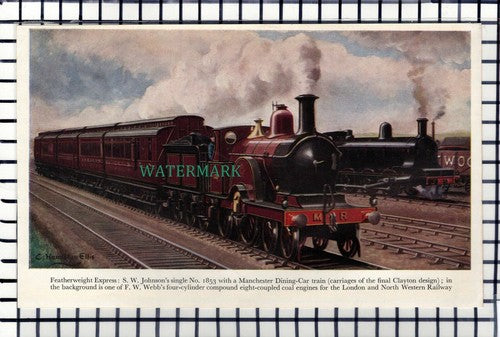 C7241) Manchester Dining Car Train SW Johnson No 1853 Railway -1947 Book Print