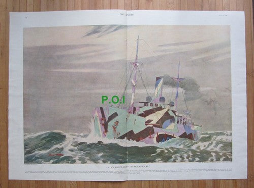 Camouflaged Merchantman Ship Boat Charles Pears World War 1 - 1918 Pullout Print