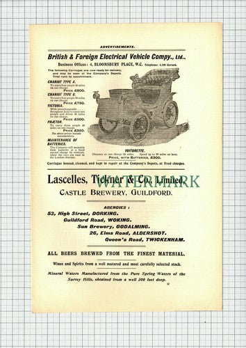 C7595) British & Foreign Electrical Vehicle Company London - 1901 Advert