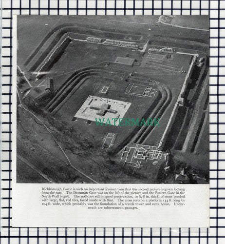(7709) Richborough Castle Aerial View  -   1957 Cutting