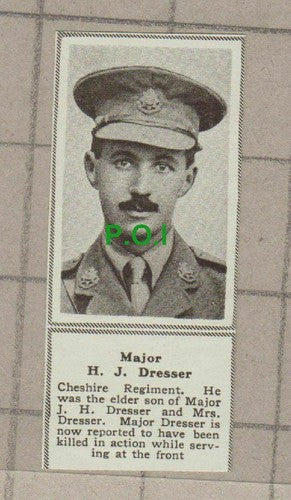 C1921) Major H J Dresser Cheshire Regiment World War One - 1918 Clip SMALL!!