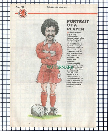 Graeme Souness Middlesbrough Boro Footballer  - 1991 Cutting