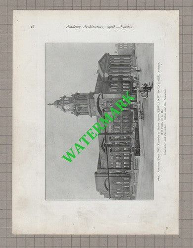 Lancaster Town Hall Edward W Mountford Architect - 1906  Prints / Illustrations