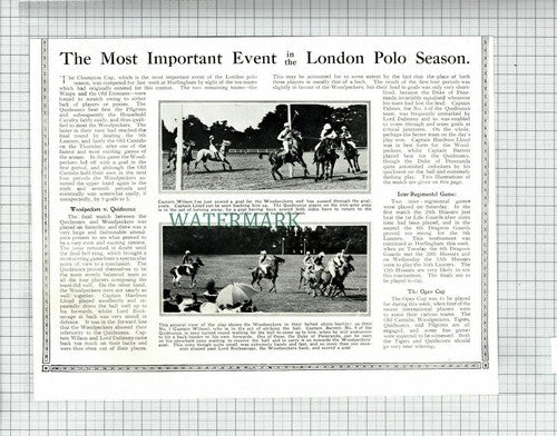 (6884) Woodpeckers Vs Quidnuncs Captain Wilson Polo - 1913 Cutting