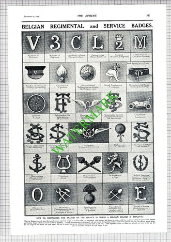 Belgian Regimental & Service Badges Belgium World War One WW1 - 1915 News Page