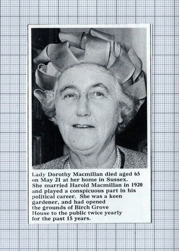 Lady Dorothy Macmillan Harold Birch Grove House Sussex - 1966 News Clipping