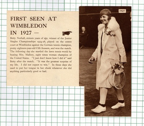 Betty Nuthall Tennis Champion Wimbledon - 1938 Clip / Print