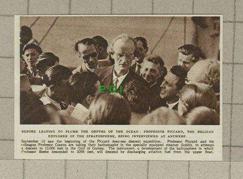 C2282) Professor Piccard Belgian Explorer Antwerp Scaldis Bathysphere 1948 Clip