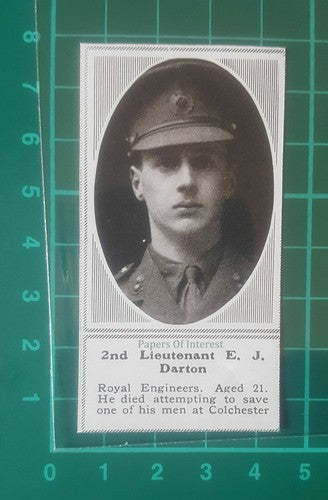 C4874) 2nd Lt E J Darton Royal Engineers  World War One - 1915 Clip SMALL