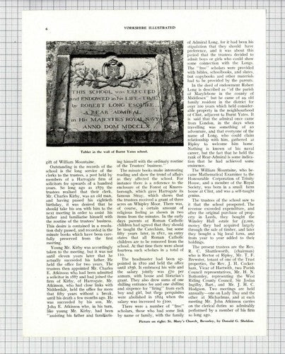 (6065) Burnt Yates Nidderdale School Admiral Robert Long Mountaine 1952 Article