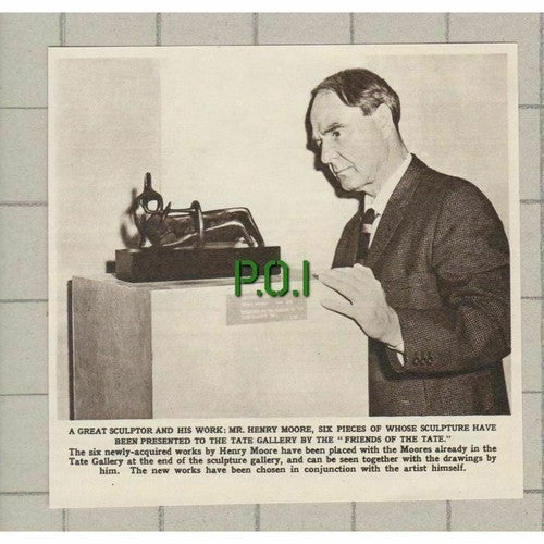Mr Henry Moore Sculptor Tate Gallery -  1961 Small News Clipping