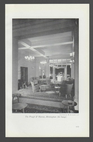 The Plough & Harrow Birmingham Interior Scenes  - 1950s Book Print