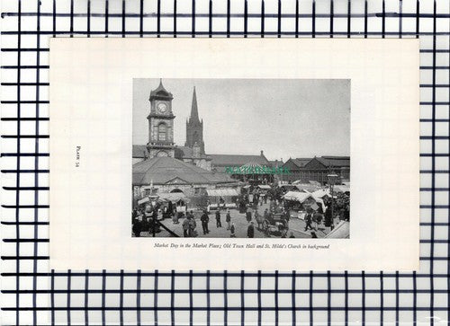 C6571) Market Place  St Hilda's Church Middlesbrough - 1960s Book Print