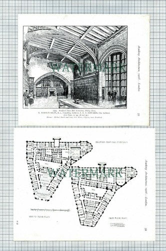 BRADFORD Yorkshire TOWN HALL Norman Shaw - 1906 Article / Print
