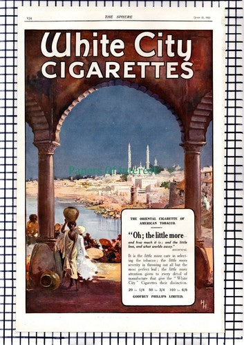 White City Cigarettes Oh The Little More Browning Advert- 1919 Cutting / Print