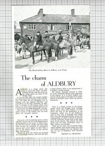 Aldbury Tring The Hertfordshire Hunt Ernest Crawley - 1962 Cutting