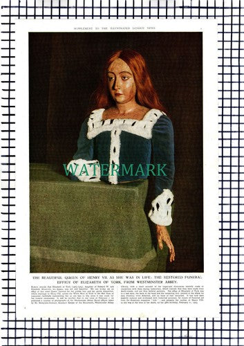 Westminster Abbey Elizabeth of York  Effigy Henry VII Queen  -1953 Article