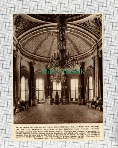 C2309) Buckingham Palace White & Gold Music Room - 1948 Cutting