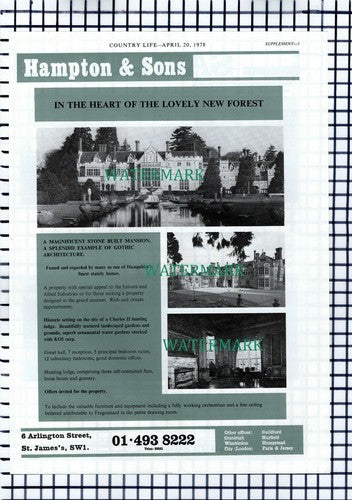 X1641) New Forest Stately Home Sale Advert - 1978 Cutting