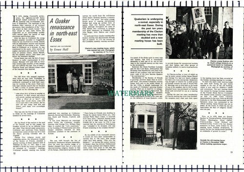 (7067) Quaker Meeting House Clacton Essex - 1970 Article