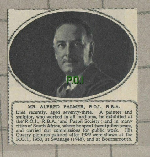 C1533) Mr Alfred Palmer Painter & Sculptor Obituary - 1951 Clip SMALL!