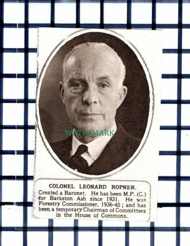 C6397) Col Leonard Ropner  - 1952 Cutting