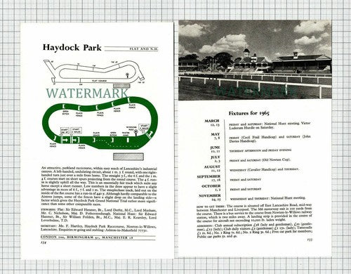 (8358) HAYDOCK PARK Racecourse Horse Racing - 1965 2-Part Cutting