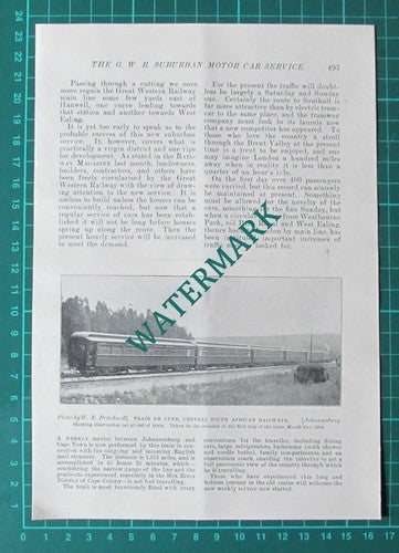 The Great Western Railway Suburban Service Park Royal -  1904 Article / Print