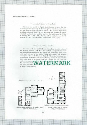 X1926) Lynngarth Stockton On Forest York  Walter Brierley Pearson  1911 Article