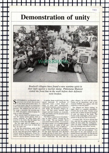 (7461) Bradwell Essex Nuclear Dump Demonstration Nirex  -  1986 Article