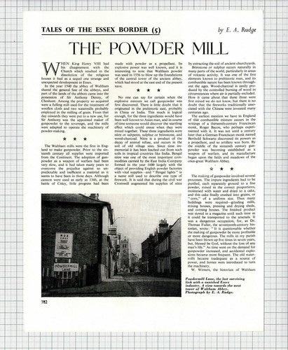 Waltham Essex Powder Mills William Peyton Paton  - 1965 Article
