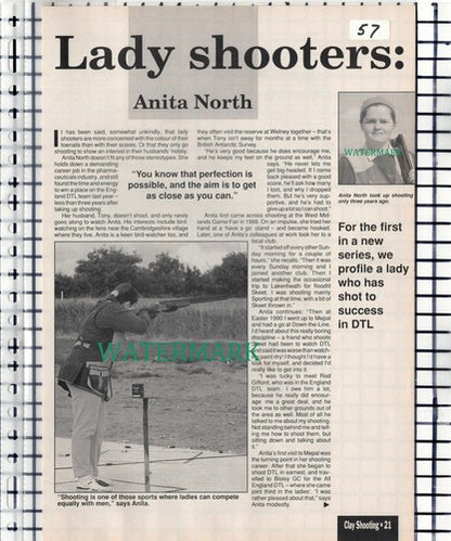 (57)   Anita North   Clay Pigeon Shooting DTL  -  Vintage Magazine Article