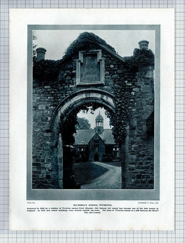 (5893) Blundell's School Tiverton  / Lynmouth Harbour  - c.1930s Book Print