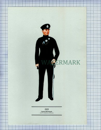 (X96) RIFLE BRIGADE CAPTAIN -  PRINT c.1970