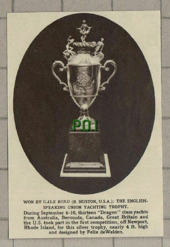 C1554) *PAPER CUTTING* Union Yachting Trophy GALE BIRD B Huston USA - 1961
