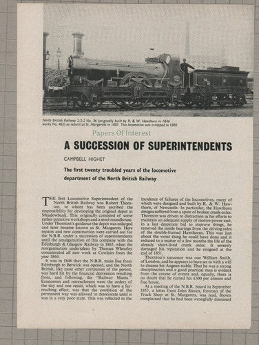 The North British Railway NBR John Steven William Hurst - 1968 Article