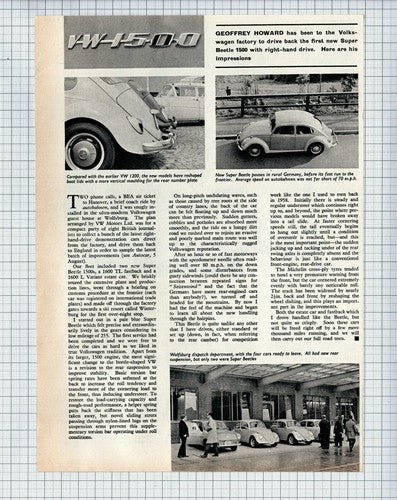 (5838) The VW Super Beetle M Schwilden  Press Officer Wolfsburg  -  1966 Article