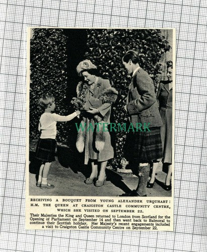 C2216) Queen At Craigston Castle Community Centre Alexander Urquhart - 1948 Clip