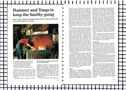 (8247)  David & Rachel Clements Settle Blacksmith  - 1990s Article