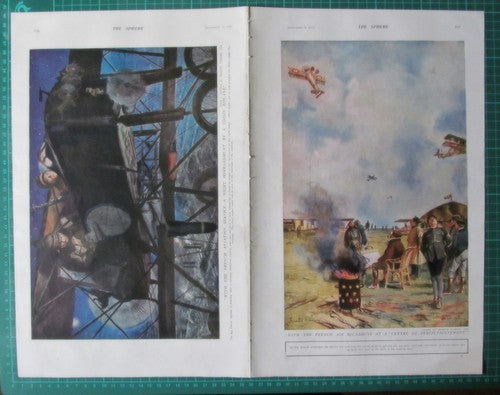 French Air Squadron Aviation Service Biplane World War One Flameng - 1918 Print